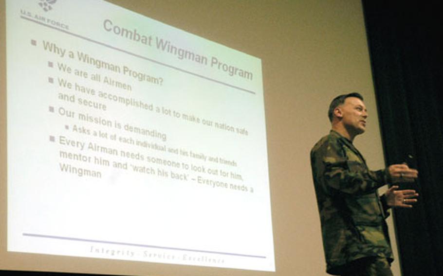 Maj. Gen. Steve Sargeant, the deputy chief of staff for U.S. Forces Korea, talked Wednesday to the 200 airmen who work at Yongsan Garrison. Sargeant used the quarterly address to talk about building camaraderie, improving fitness and preparing for a USFK-wide staging exercise in March.