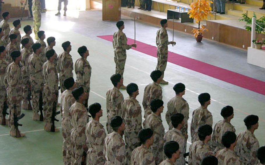 The graduating class of new Iraqi army officers prepared to be promoted Thursday at the Iraqi Military Academy at Rustamiyah. The cadets’ training focused on basic soldier skills, small unit tactics, communications, decision-making and leadership.