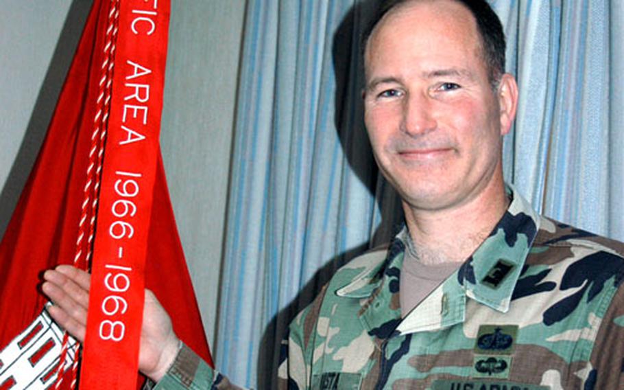 U.S. Army Corps of Engineers Japan Engineer District commander Col. Robert Vasta discovered a Meritorious Unit Commendation earned in 1969 that led to a new streamer for the unit colors and ribbons for active-duty soldiers.