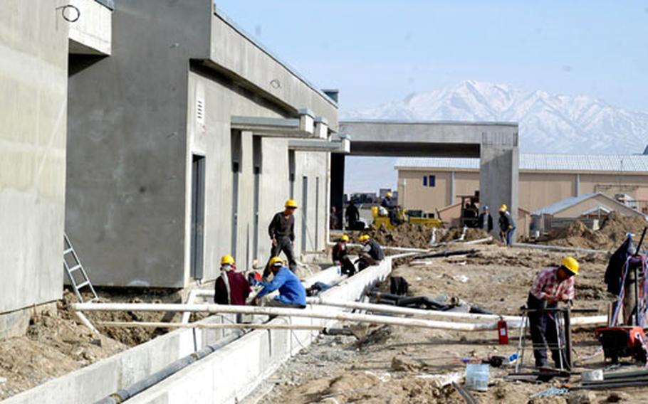 A 45-bed hospital is the centerpiece of new Army construction at Bagram Air Base, Afghanistan. Zafer Construction is building the $16.5 million project, scheduled to be completed in May.