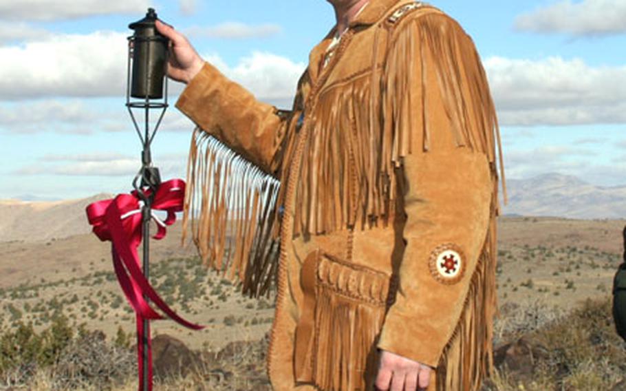 Sgt. Patrick Stewart, a 34-year-old Nevada National Guardsman killed in Afghanistan in September, is shown here during a 2003 Wiccan handfasting ceremony in Reno, Nev. His family wants a Wiccan pentacle put on his memorial plaque, but the Department of Veterans Affairs has not yet approved the symbol for use in VA cemeteries.