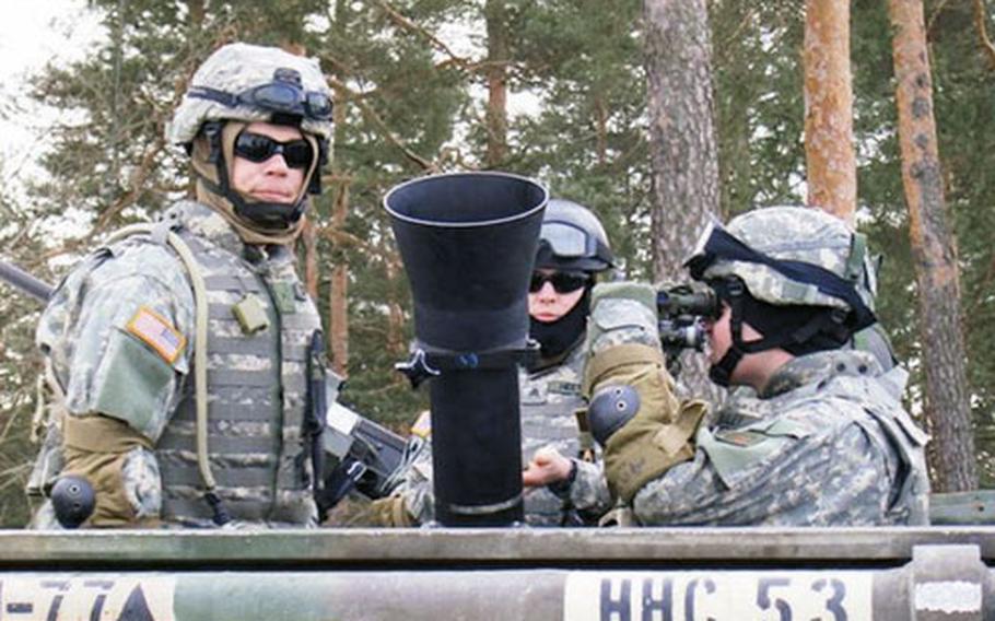 Members of the 1st Battalion, 77th Armored Regiment conduct a training exercise at Grafenwöhr last month. A recently completed study found 1,000 weak spots in the ground that could be dangerous for troops and equipment at the Army’s premier training area in Europe.