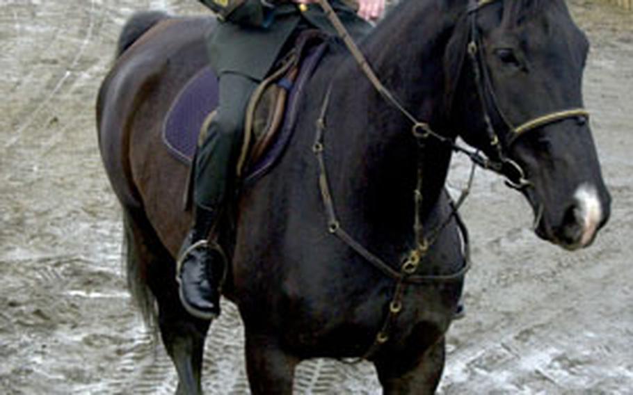U.S. Vietnam Veteran Gaylord Jerry Toole rides at Houstau, Czech Republic, where the famed Lipizzan horses were rescued by 2nd Cavalry Regiment soldiers in 1945. A memorial will be erected to honor two soldiers who died in the operation (or from wounds sustained in the operation) to save the horses and POWs.