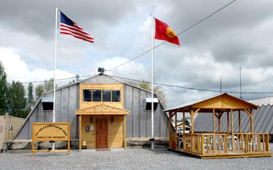 The newly-refurbished headquarters for the 376th Expeditionary Air Wing at Manas Air Base, Kyrgyzstan.