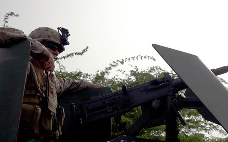 U.S. Marines assigned to Camp Lemonier in Djibouti conduct a security patrol outside the gates last month.