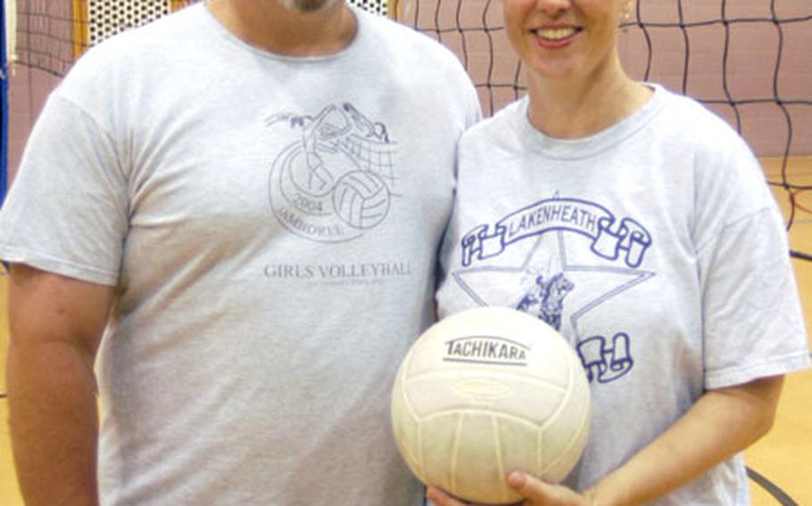 Michael and Jennifer Mickenberg used their volleyball know-how to teach local youths the basics during a volleyball camp held on RAF Mildenhall last week.