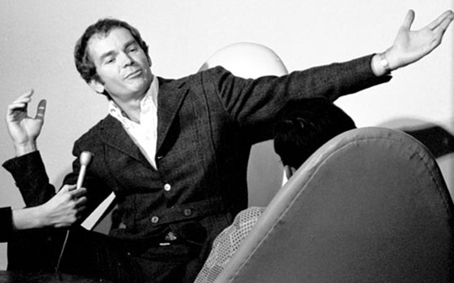 Actor Dean Jones is interviewed at Wiesbaden, Germany, in 1972.