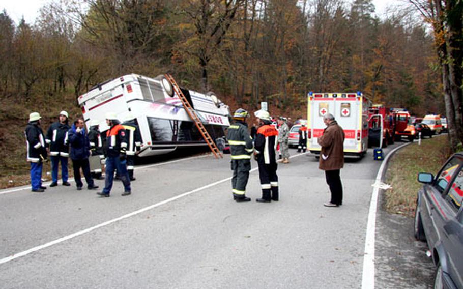 Emergency crews responded to an accident Monday afternoon near Gate 5 at the Joint Multinational Readiness Center in Hohenfels Germany. The driver of the bus was pronounced dead at the scene.