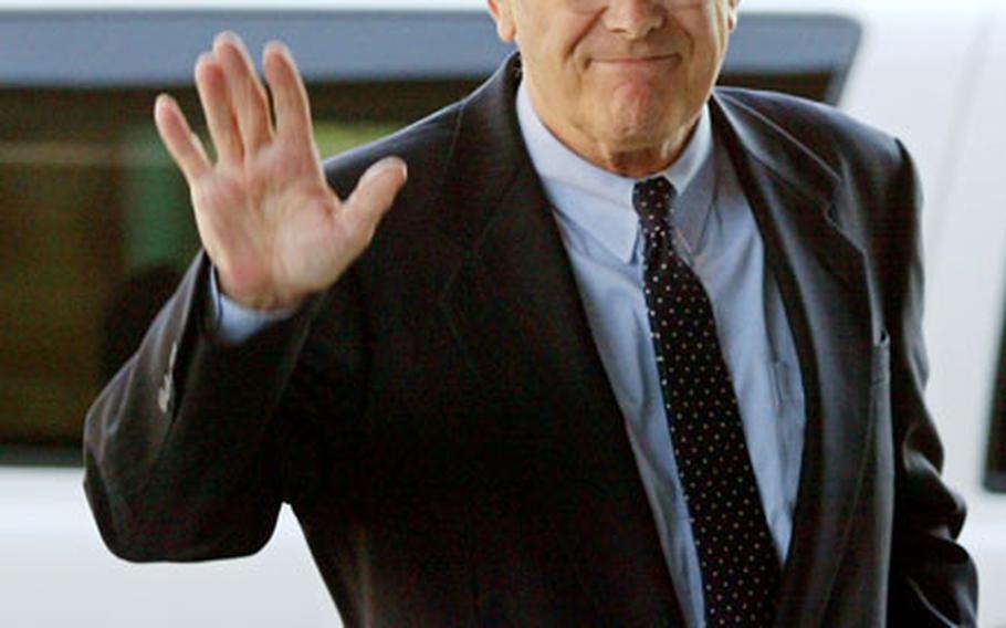Defense Secretary Donald H. Rumsfeld stepped down Wednesday after Republicans absorbed heavy losses in elections shaped by public opposition to the war in Iraq.