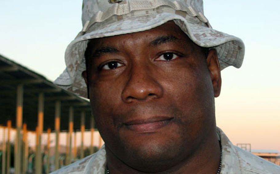 Master Sgt. Derek Hayes of Headquarters Company, 1st Marines Logistics Group, beleives the U.S. must stay in Iraq for now. “If you mess up someone’s house, you’ve got to clean it up,” Hayes said.