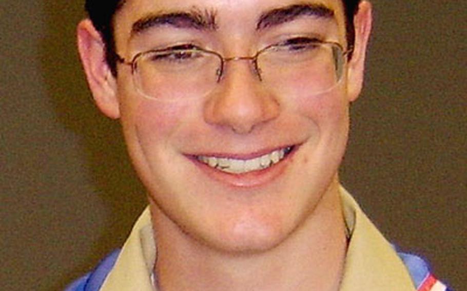 John Curtis Frank, 16, a junior at Kaiserslautern High School in Germany, recently received his Eagle Scout award, scouting’s highest honor.