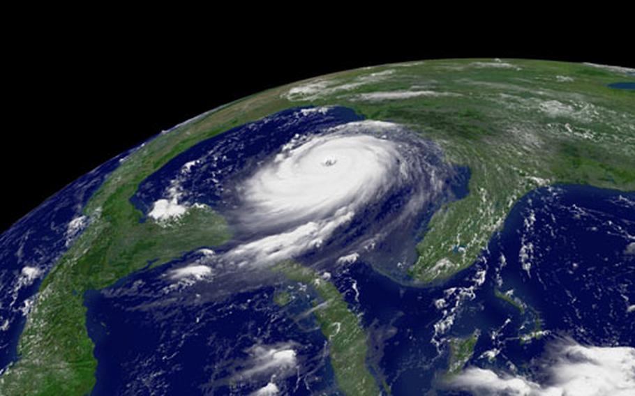 A satellite image of Hurricane Katrina bearing down on the Gulf Coast. The U.S. Army Engineer Research and Development Center’s International Research Office in London works with scientists in Europe to develop research to prevent such things as the flooding that ocurred during Hurricane Katrina. The center also helps develop researchers&#39; ideas for new U.S. military technology and equipment.