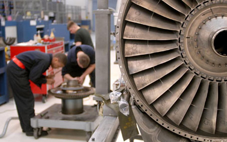 Spangdahlem Air Base&#39;s engine shop is taking the lead on implementing Air Force Smart Operations for the 21st century, also know as AFSO 21. After looking at its processes, it was found that that mechanics were walking close to 1.4 miles a day just to get tools. Tool box locations were changed and the shop was reconfigured to resemble an assembly line format. After making changes, leaders are projecting an increase in production time by 58 percent.