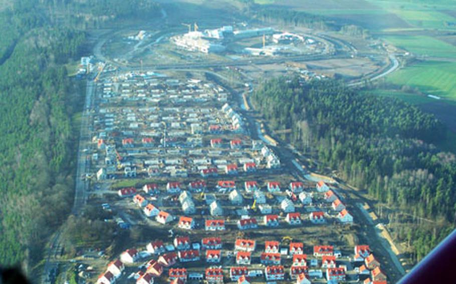 An aerial view of the Netzaberg housing area being built in Grafenwöhr, Germany. When it's finished, the project will consist of more than 800 homes.