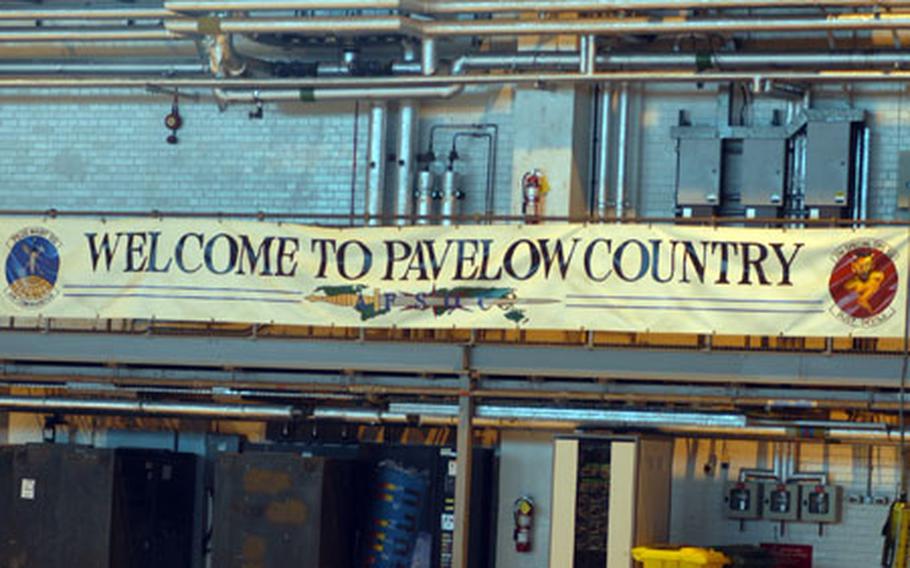 A sign inside the Pave Low maintenance hangar.