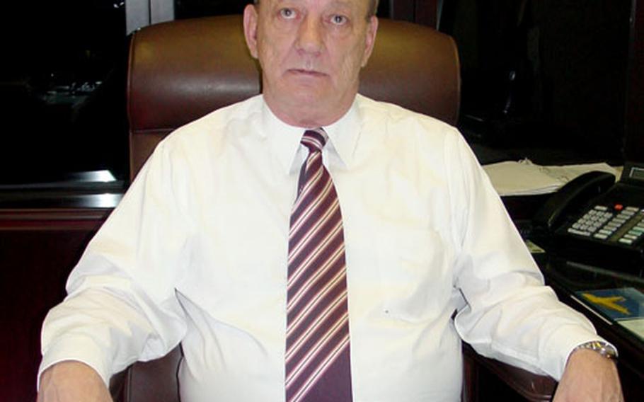 Gerald D. Keener, photographed in March 2004, was director of logistics with the U.S. Army Garrison- Daegu at Camp Henry in South Korea until his death from cancer last month at age 65. Keener, a Vietnam veteran and retired Army master sergeant, will be buried at Arlington National Cemetery.