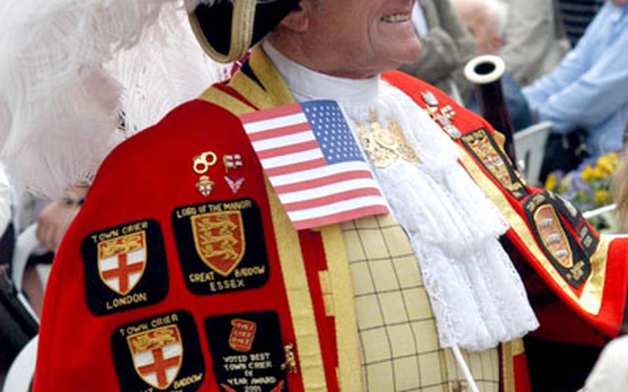 Tony Appleton, a town crier for hire, kept attendees updated loudly and often regarding what events were about to begin during the celebration.