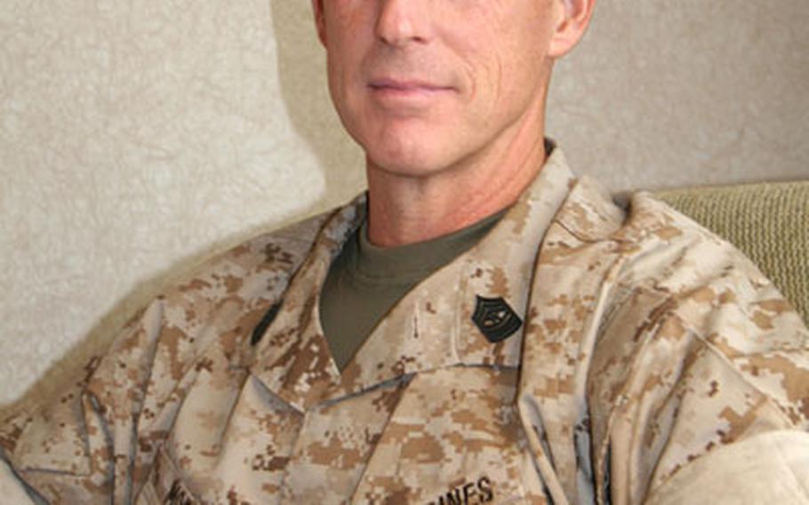 Marine Sgt. Mag. Jeffrey Morin, senior enlisted leader for the more than 230,000 U.S. and coalition personnel in the U.S. Central Command's area of responsibility, talked about his trips to the region, including Iraq and Afghanistan, and his conversations with troops there.
