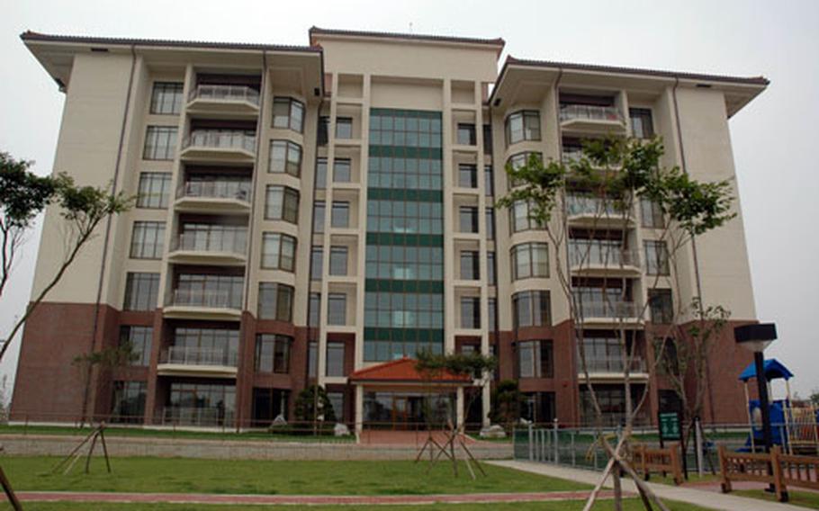 The final building in a three-tower family housing complex opened at Camp Humphreys in July. The addition means that about half of the 230 command-sponsored families can live on base.