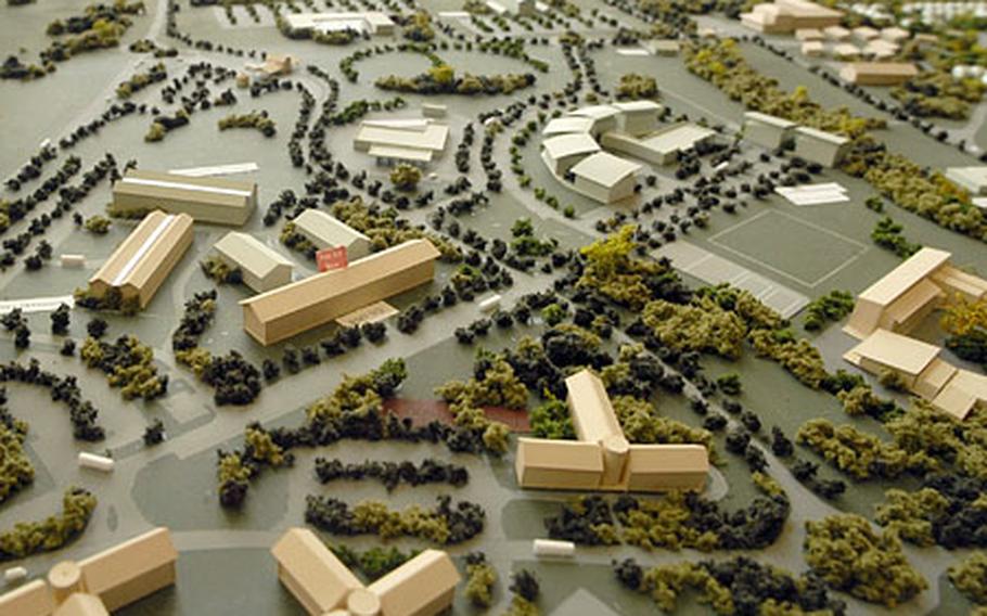 In this photo from May, a model located in the new billeting at Spangdahlem Air Base, Germany, shows a portion of the ongoing construction.