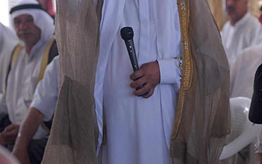 During a meeting with an advisory committee for Iraqi Prime Minister Nouri al Maliki on reconciliation, a local sheikh of the Western Baghdad district of Abu Ghraib voices his grievances against a local Iraqi Brigade, made up of mostly Shiites, that has been accused of misconduct in the predominately Sunni area.