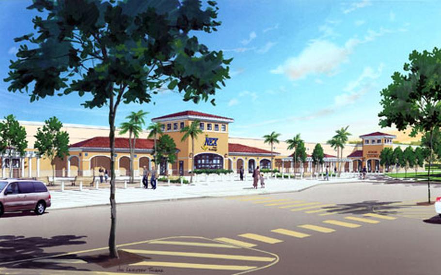 An artist's rendering of the retail complex slated for Naval Station Rota, Spain.