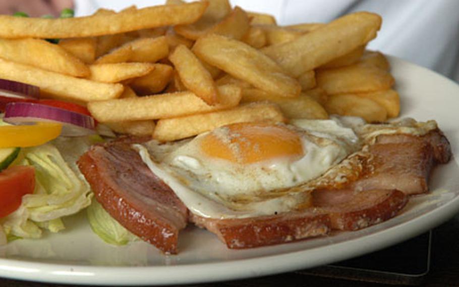 The delicious gammon steak and chips at The Saxon pub in Weeting.
