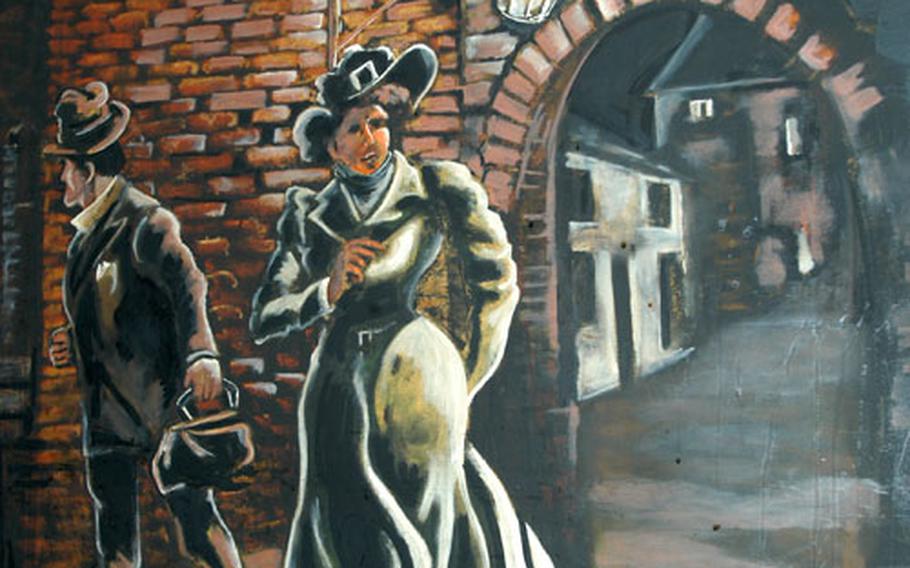 One of the pieces of art hanging from the walls of the White Hart pub ushers visitors back to the fall of 1888.