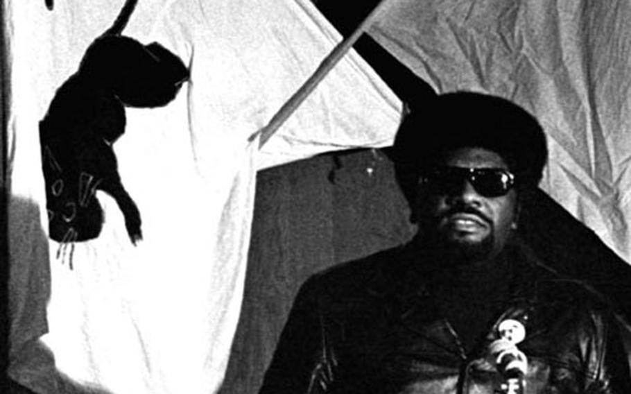 Albert "Big Man" Howard of the Black Panthers speaks at Heidelberg, Germany, in 1970.