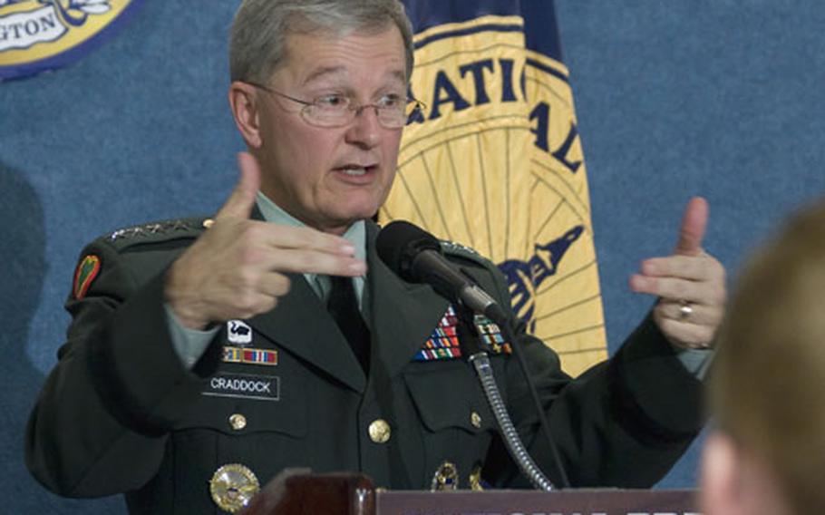 Gen. John Craddock, Supreme Allied Commander, Europe, spoke Tuesday on NATO’s challenges in Afghanistan and Kosovo at the National Press Club in Washington, D.C.