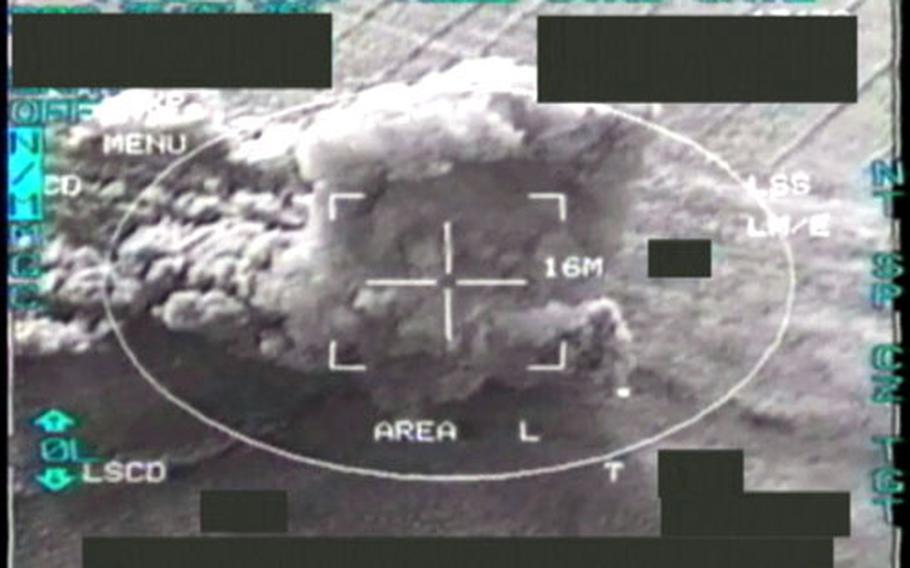 Pilots from the 13th Fighter Squadron used images like this from the F-16's cockpit Heads-Up Display to train and prepare for their deployment to Iraq.