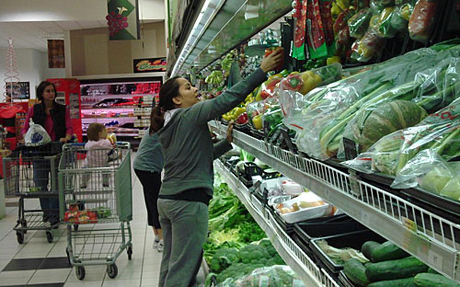 Fresh fruits and vegetables still could be found Wednesday at the base Commissary at the support site in Gricignano, Italy. The commissary was well stocked, in spite of the strike by Italian truckers, who walked off the job as of midnight Monday and have not delivered goods or fuel throughout the country.