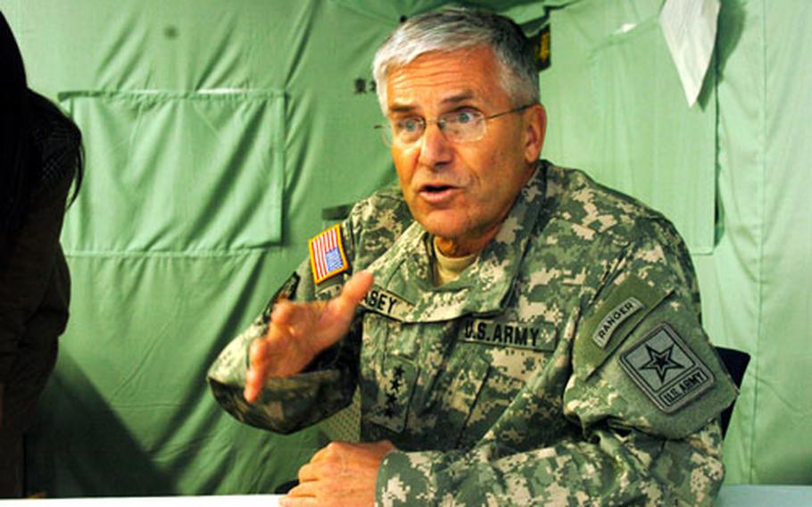 Gen. George Casey, 36th Chief of Staff of the Army, talks about the future of the Army on Saturday at Camp Sendai, Japan. Camp Sendai is Casey’s birthplace; it was the host of Yama Sakura 53, a bi-lateral training event between the Army and the Japanese Ground Self Defense Force.