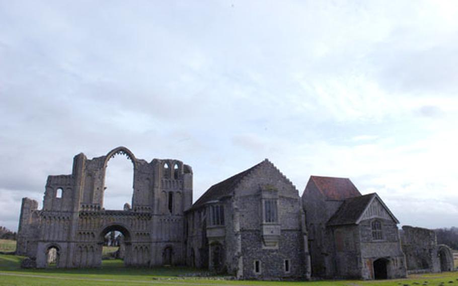 The Castle Acre Priory in Norfolk is one of the best preserved monastic compounds from medieval times. To the left is the remaining facade of the monks&#39; church.