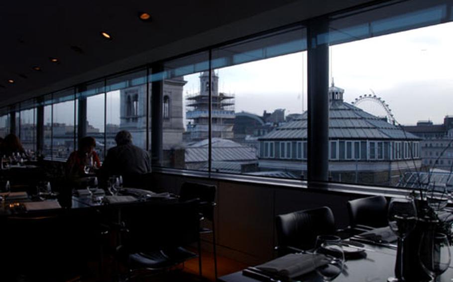 Patrons dine at the restaurant atop the National Portrait Gallery in central London.