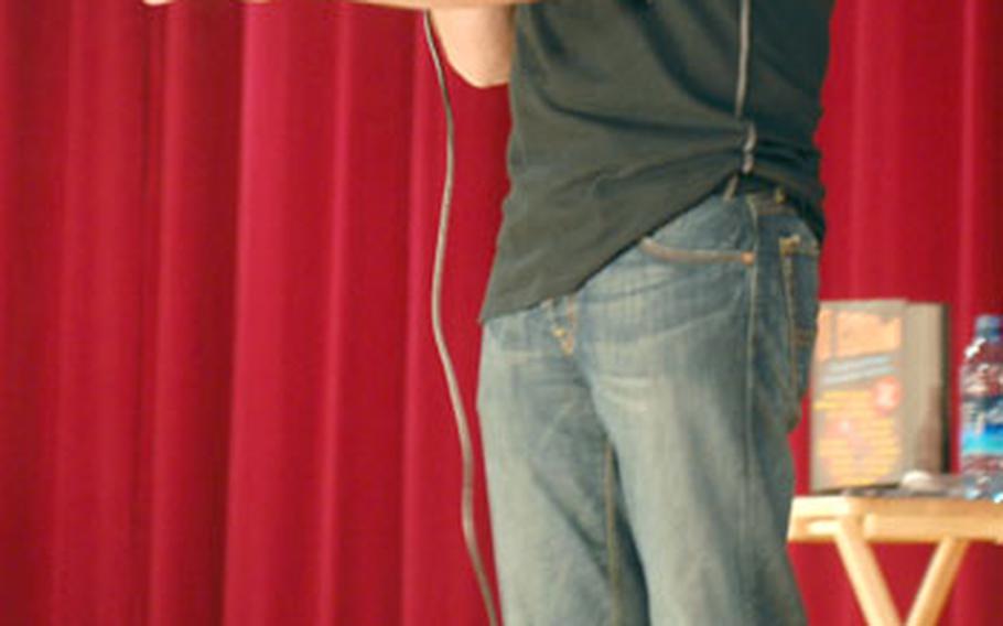 Comedian Bernie McGrenahan's put on two shows at Grafenwöhr’s Tower Theater on Thursday as part of his Happy Hour Tour, a series of performances that combine comedy with a message about responsible drinking.
