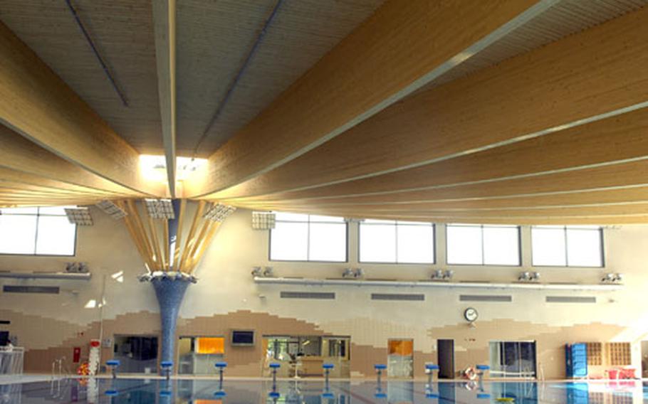The competition area of Ramstein Air Base's new pool includes eight swimming lanes and a diving board.