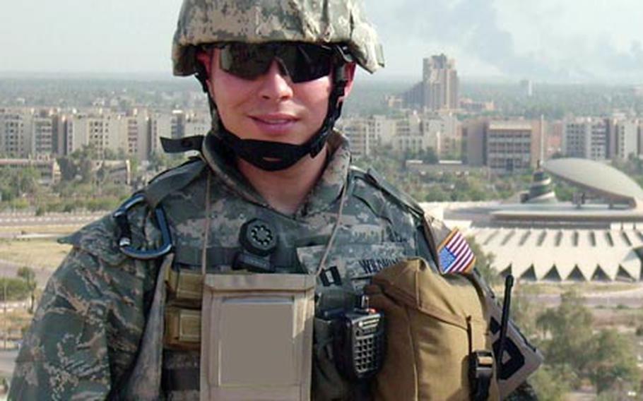 Capt. Joe Wildman during his recent deployment to Baghdad's International Zone, also known as the Green Zone.