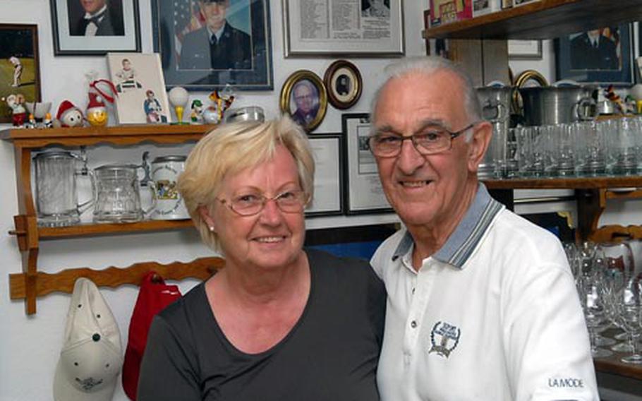 Paul Lanou, seen here with his wife Wally, worked for 23 years as a soldier and 27 more as a Defense Department civilian, earning two pensions plus Social Security checks for himself and his wife. But instead of kicking back worry free, the retired Air Force master sergeant twinges as he spends U.S. dollars to cover his euro-priced necessities.