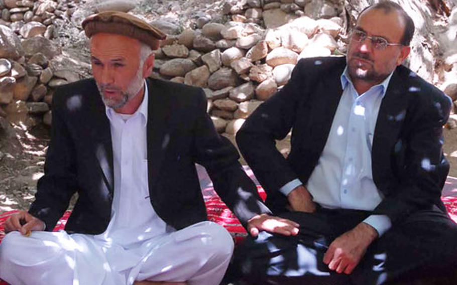 Gov. Haji Bahlol, right, and Mohammed Said, a district manager, attend the opening of a U.S.-funded health clinic. A U.S. Provincial Reconstruction Team has funded construction of dozens of clinics, school and other buildings, but efforts by the Afghan themselves have lagged.