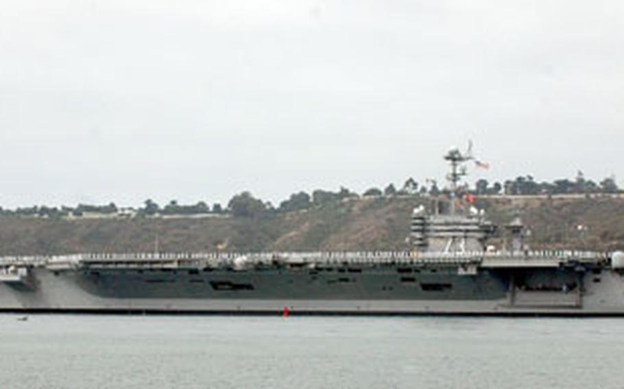 The USS George Washington left the San Diego’s North Island on Thursday on its way to Japan.