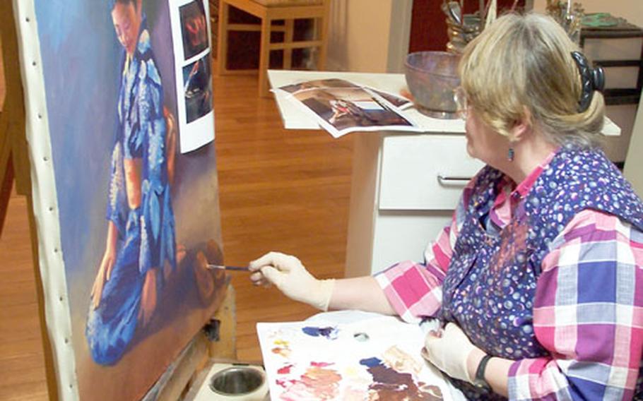 Yokosuka civilian Chris Lohr has lived in Japan for the past three years, painting and sculpting in her Sagamihara studio. Lohr, 59, a spokeswoman for Yokosuka’s U.S. Naval Facilities Engineering Command Far East, will show "Michaela" in a free paintings and video exhibit at Hamayuukaikan Cultural Arts Building in Kinugasa from Friday to Sunday.