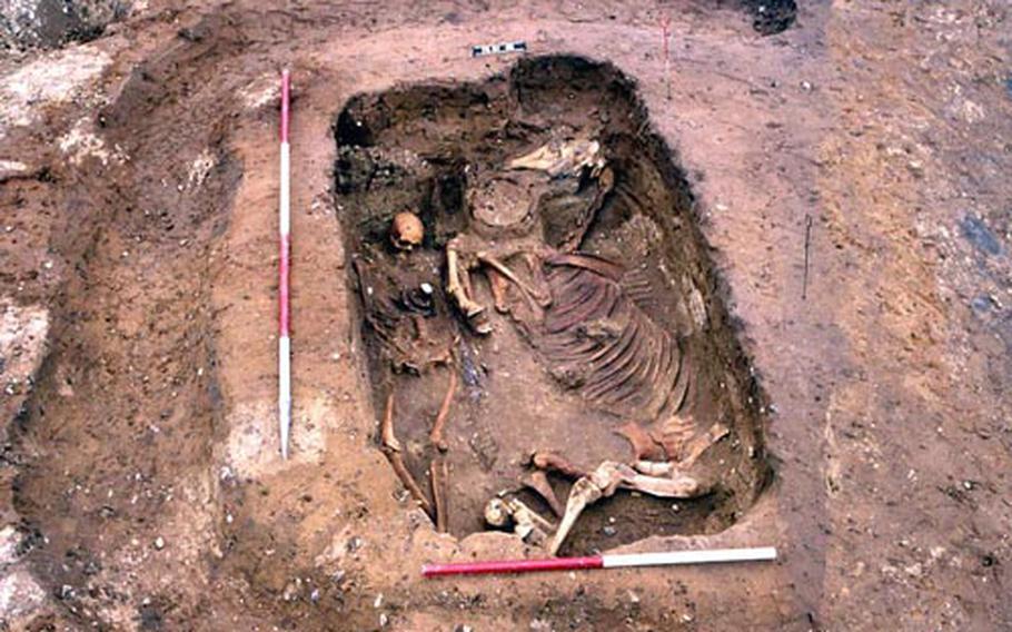 The remains of an ancient Anglo-Saxon warrior and his horse were unearthed at RAF Lakenheath in 1997. The base must work with British archaeology officials for every base construction because of the area’s dense concentration of buried artifacts.