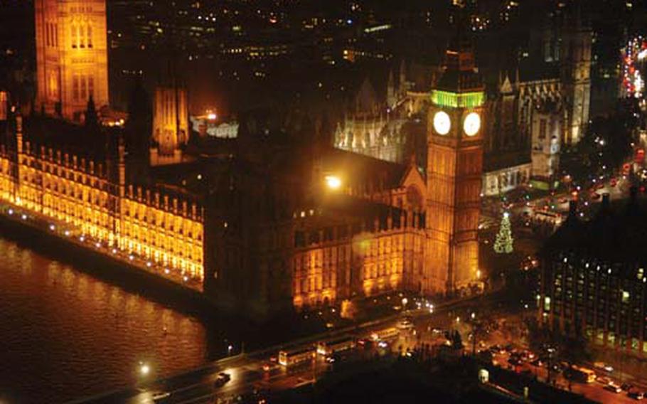 From the London Eye, you can see the tree in Parliament Square and some of the Christmas lights that make the city twinkle a little more during the holidays.