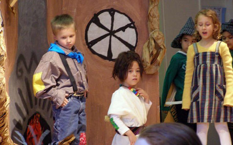 Ian Christensen, from left, Laura Myers and McKenzie Connell perform in the musical play.