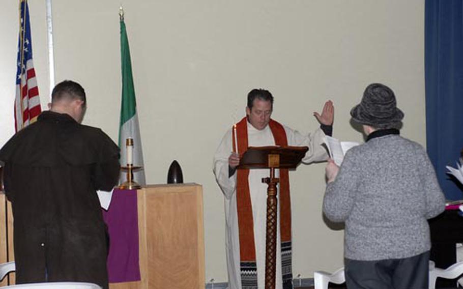 The 41st Christmas Eve service led by Navy chaplains in Gaeta included Christmas carols and Navy Chaplain (Lt.) Doug McCormick reading the Christmas Story. The Navy is moving its chaplain out of Gaeta sometime in the near future, which means Wednesday night’s service could be the last one led by a chaplain in Gaeta.