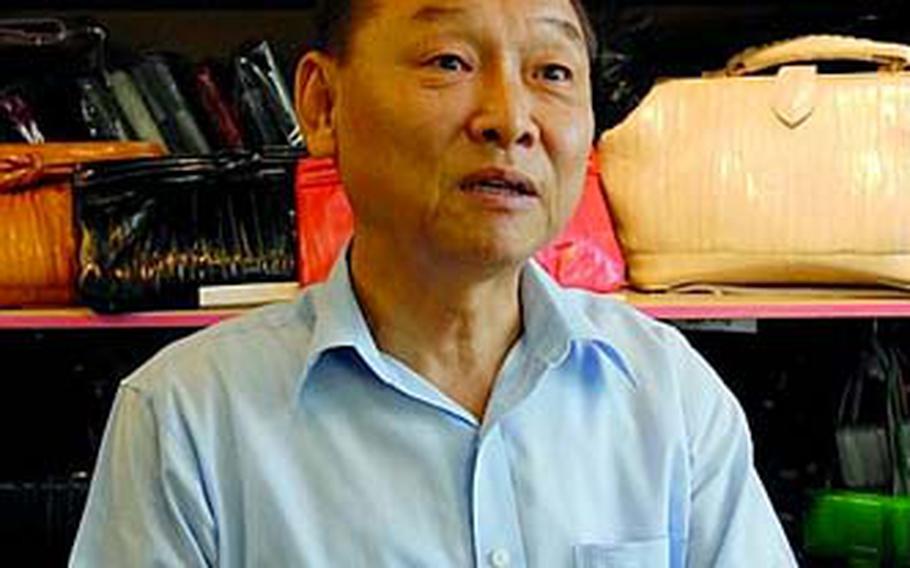 Choe Bok-soo sells eel skin products in Itaewon and said most of his customers are South Koreans and foreigners in Seoul&#39;s diplomatic community. U.S. troops and their families used to make up most of his customers, but they&#39;ve dropped as the number of servicemembers stationed in South Korea has decreased.
