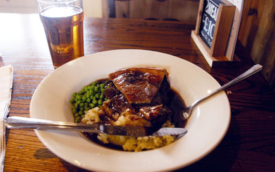 The steak and ale pie at Fort St. George in Cambridge is among its items of British classic comfort food.