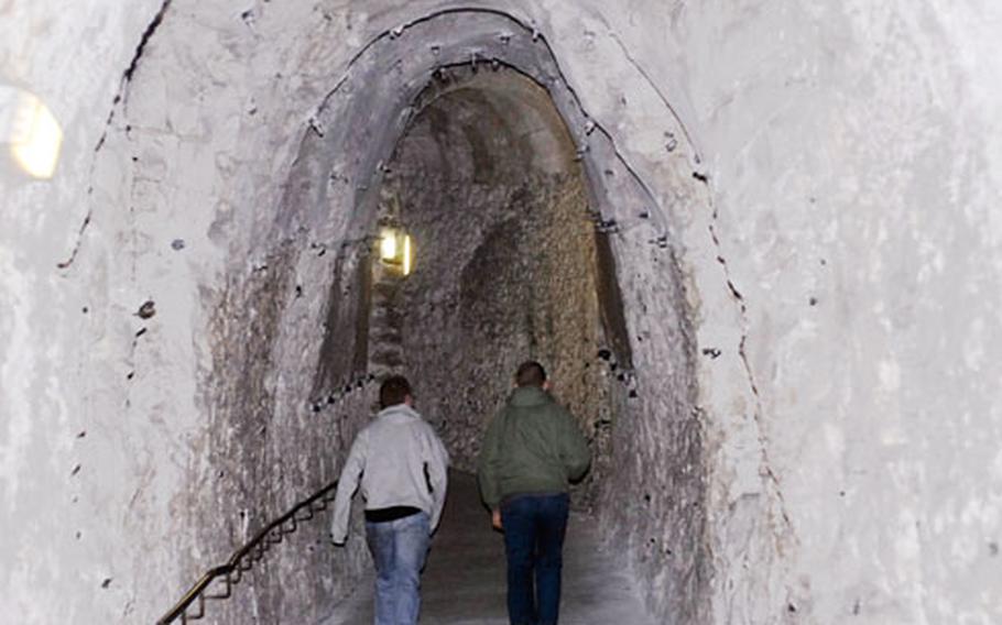 Medieval underground tunnels are one of the many sights at Dover Castle. The tunnels lead to cannon batteries that were used to defend the castle for hundreds of years.