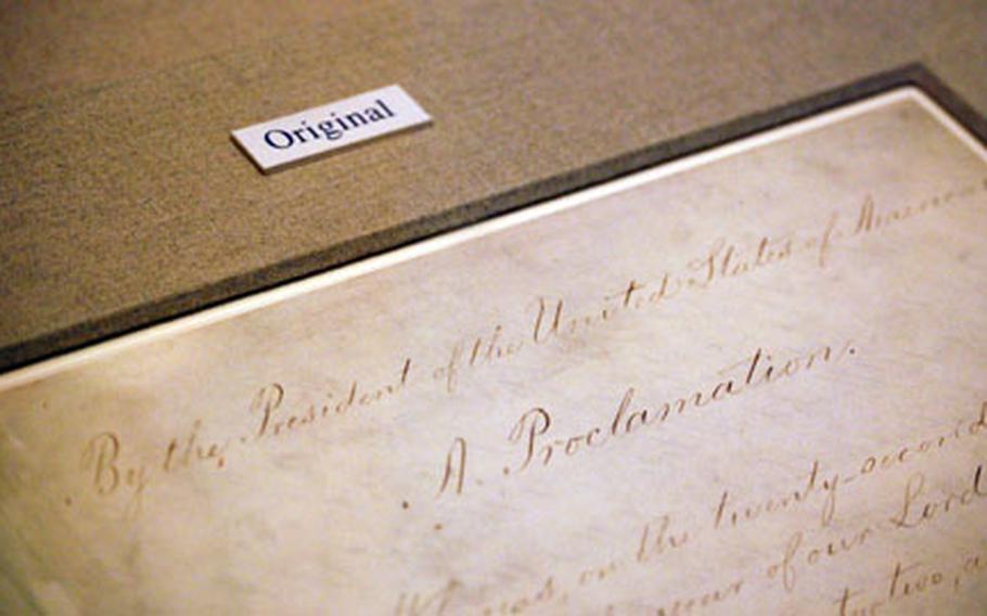 The Emancipation Proclamation will be on display at the National Archives through February 16. The special showing is in celebration of the bicentennial of Abraham Lincoln's birth.